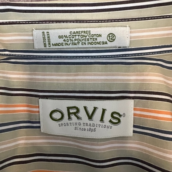 ORVIS Carefree striped oxford - size 12. Like new. - Picture 3 of 5